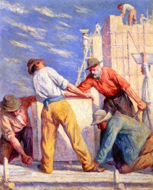 Workers On A Construction Site By Maximilien Luce By Maximilien Luce