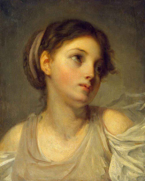 Young Girl In A Lilac Tunic By Jean Baptiste Greuze By Jean Baptiste Greuze