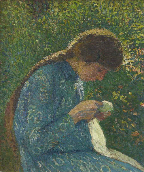Young Girl Sewing By Henri Martin By Henri Martin