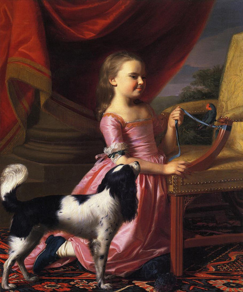Young Lady With A Bird And Dog By John Singleton Copley By John Singleton Copley