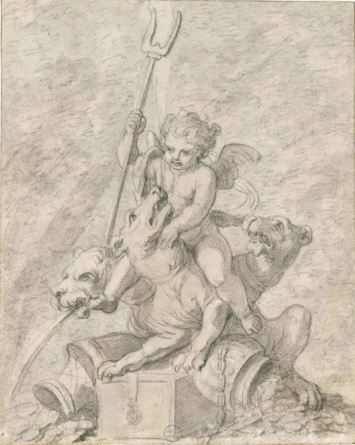 Young Pluto Riding Cerberus By Charles Le Brun By Charles Le Brun
