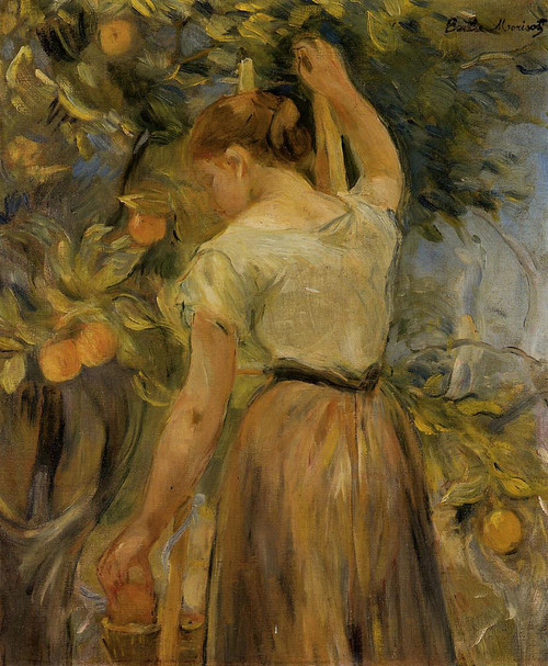 Young Woman Picking Oranges By Berthe Morisot