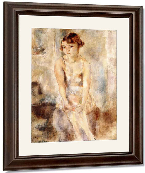 Young Woman Seated In A Chemise By Jules Pascin By Jules Pascin