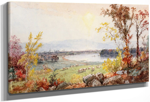 A Bend In The River By Jasper Francis Cropsey By Jasper Francis Cropsey