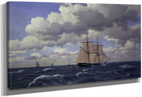 A Brig Under Sail In Fair Weather By Christoffer Wilhelm Eckersberg