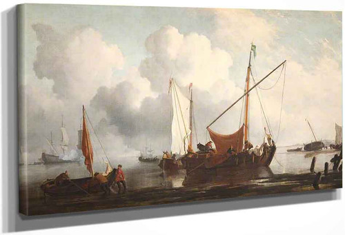 A Calm A Kaag Near The Shore With Other Vessels By Willem Van De Velde The Younger