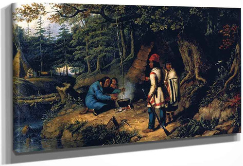 A Caughnawage Indian Encampment By Cornelius Krieghoff By Cornelius Krieghoff