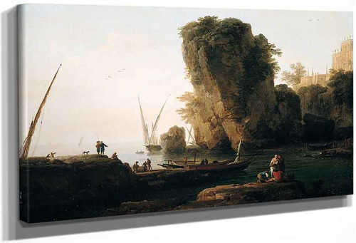 A Cove On A Rocky Mediterranean Landscape By Claude Joseph Vernet