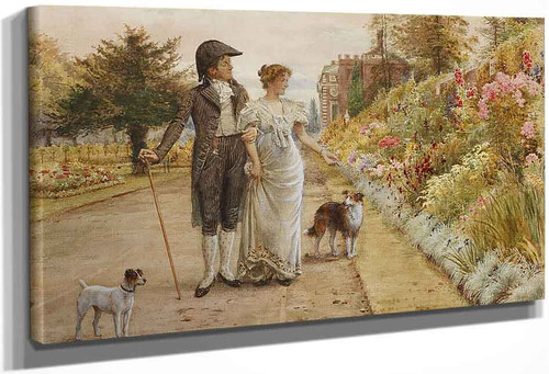 A Garden Stroll By George Goodwin Kilburne By George Goodwin Kilburne