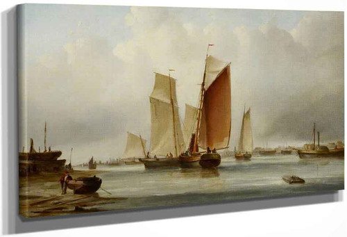 A Harbour Scene With Fishing Boats By Edward William Cooke, R.A.