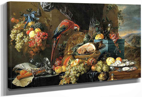 A Richly Laid Table With Parrots 2 By Jan Davidszoon De Heem By Jan Davidszoon De Heem