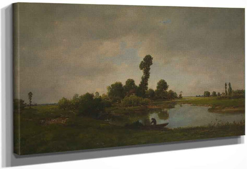 A River Landscape By Theodore Rousseau