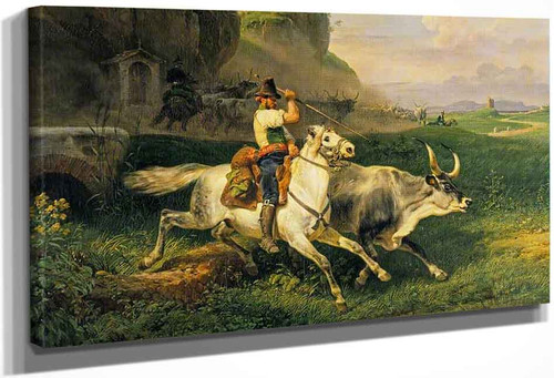 A Roman Herdsman Driving Cattle By Horace Vernet
