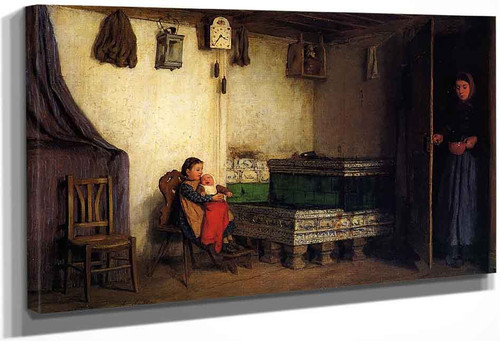 An Interior With Mother And Children By Albert Anker