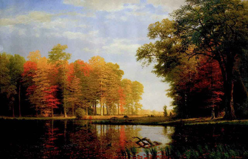 Autumn Woods By Albert Bierstadt Print or Oil Painting