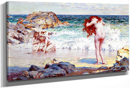 Bathers On The Beach Of Mediterranean By William Blair Bruce