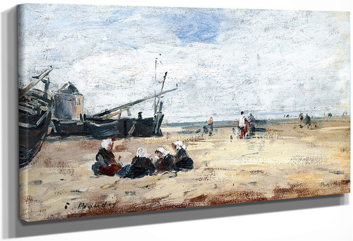 Berck, Fisherwomen Seated On The Shore By Eugene Louis Boudin