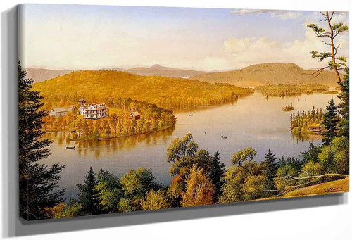 Blue Mountain Lake With Ordway House By Levi Wells Prentice By Levi Wells Prentice