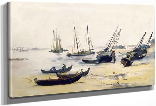 Boats At Low Tide On The Bay Of Arachon By Edouard Manet