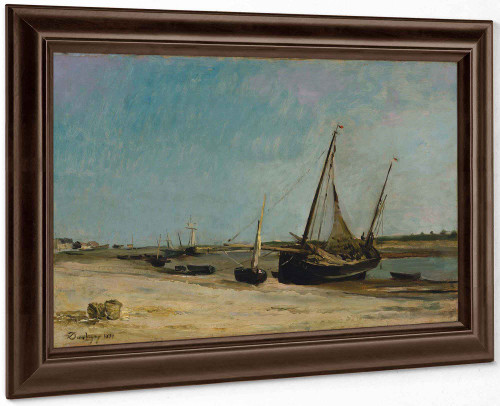 Boats On The Seacoast At Etaples by Charles Francois Daubigny