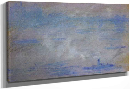 Boats On The Thames, Fog Effect By Claude Oscar Monet