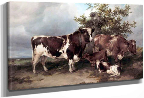 Bull, Cow And Calf By Thomas Sidney Cooper By Thomas Sidney Cooper