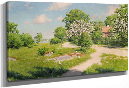 Cabin With Blooming Fruit Trees3 By Johan Krouthen