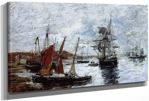 Camaret, Boats On The Shore By Eugene Louis Boudin