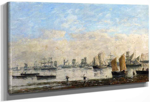Camaret, Fishing Boats Anchored In The Harbor By Eugene Louis Boudin