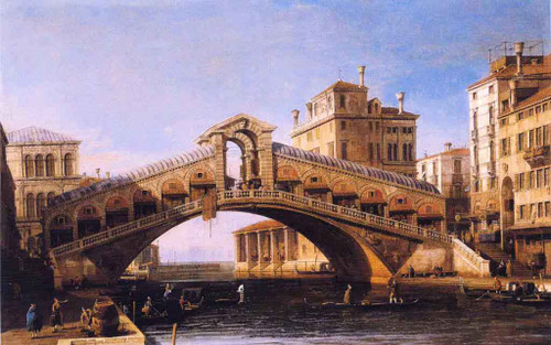 Capriccio Of The Rialto Bridge With The Lagoon Beyond By Canaletto By Canaletto