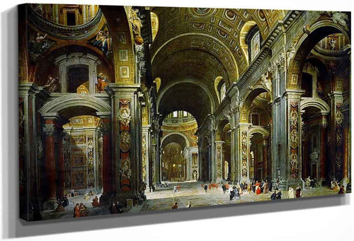 Cardinal Melchior De Polignac Visiting St. Peter's In Rome By Giovanni Paolo Panini By Giovanni Paolo Panini