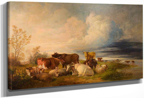 Cattle And Sheep At Rest In A Meadow By Thomas Sidney Cooper By Thomas Sidney Cooper