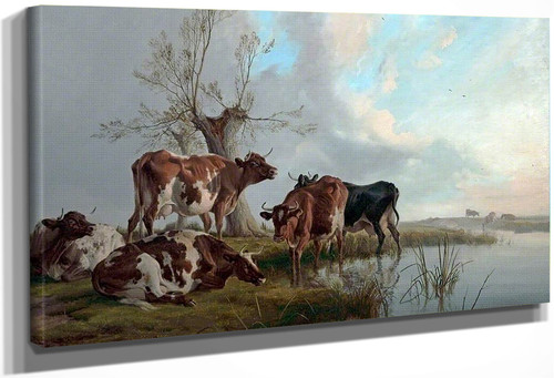 Cattle By A Stream By Thomas Sidney Cooper By Thomas Sidney Cooper