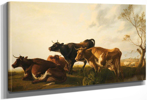 Cattle In A Meadow, Evening By Thomas Sidney Cooper By Thomas Sidney Cooper