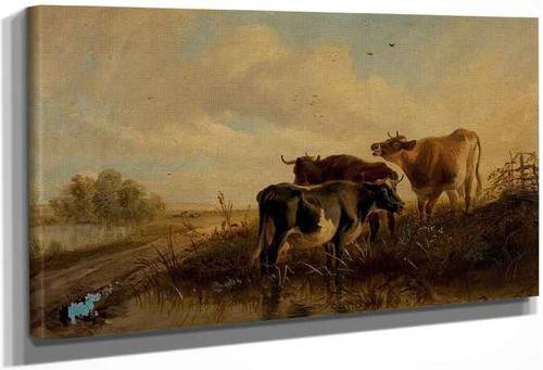 Cattle In Landscape, Evening By Thomas Sidney Cooper By Thomas Sidney Cooper