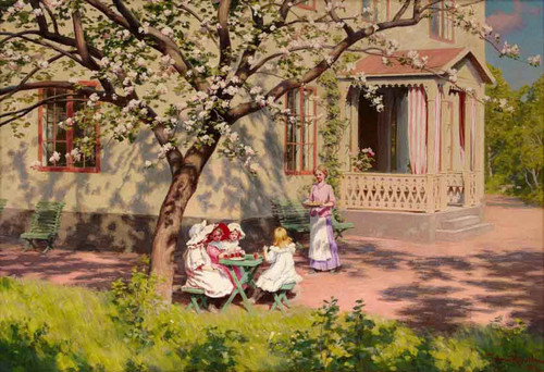 Children's Party In The Garden By Johan Krouthen