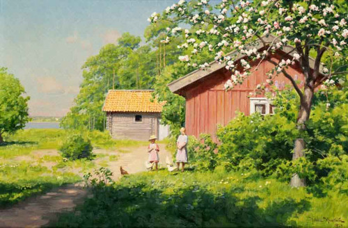 Children By The Cottage By Johan Krouthen Children By The Cottage By Johan Krouthen