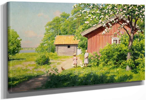 Children By The Cottage By Johan Krouthen Children By The Cottage By Johan Krouthen