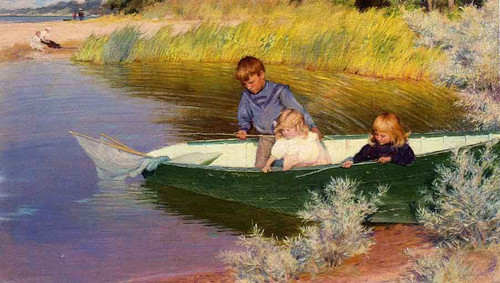 Children Fishing By Charles Courtney Curran By Charles Courtney Curran Children Fishing By Charles Courtney Curran By Charles Courtney Curran