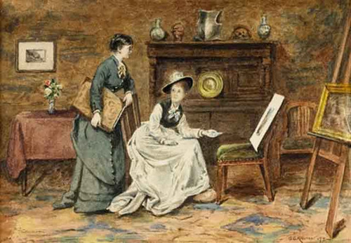 Choosing The Pictures By George Goodwin Kilburne By George Goodwin Kilburne