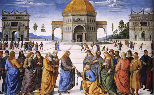 Christ Handing The Keys To St. Peter By Pietro Perugino By Pietro Perugino