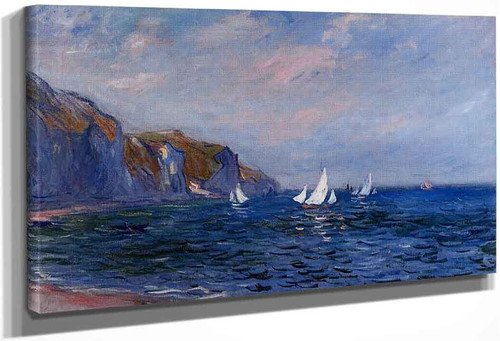 Cliffs And Sailboats At Pourville By Claude Oscar Monet