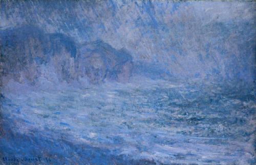 Cliffs At Pourville, Rain By Claude Oscar Monet