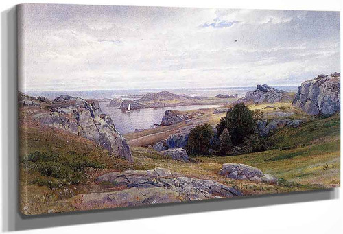 Coast With Sailboat, Newport By William Trost Richards By William Trost Richards