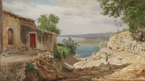 Coastal Landscape From Taormina On Sicily By Carl Frederik Peder Aagaard By Carl Frederik Peder Aagaard
