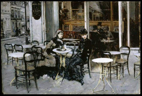 Conversation At The Cafe By Giovanni Boldini By Giovanni Boldini