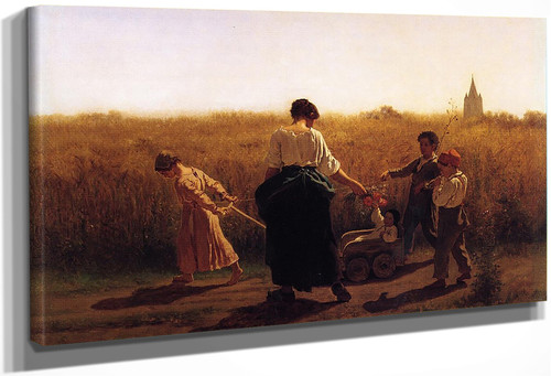 Copy After Jules Breton's 'Le Depart Les Champs' By Eastman Johnson By Eastman Johnson