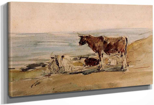 Cows Near The Shore 2 By Eugene Louis Boudin