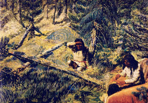 Drawing A Map On Birch Bark By William George Richardson Hind