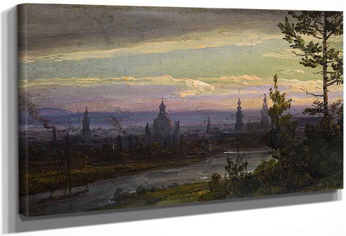 Dresden At Night2 By Johan Christian Dahl By Johan Christian Dahl
